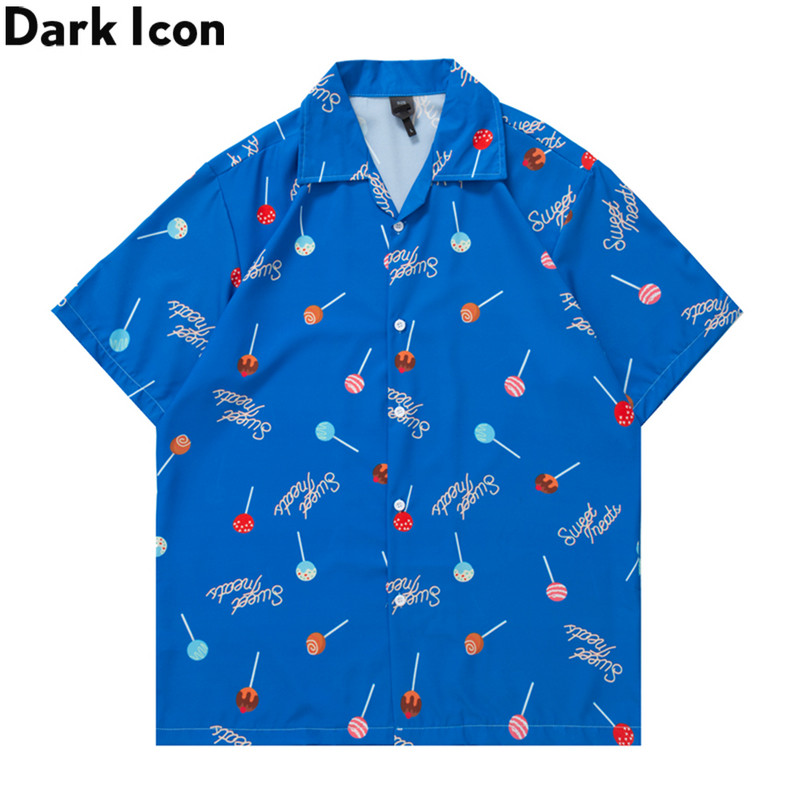 Dark Icon Lollipop Cămașă hawaiană Bărbați Summer Street Fashion Tricou polo pentru bărbați Cămăși din material ușor pentru bărbați