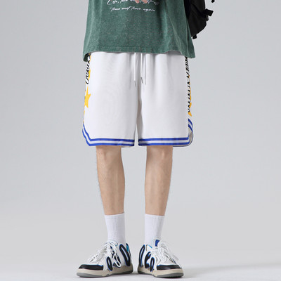 Pantaloni scurți în stil american pentru bărbați 2023, la modă, cu stele cu imprimeu, cu șnur, pantaloni scurți pentru bărbați de mărime mare