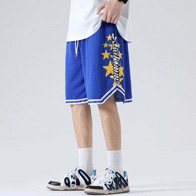 Pantaloni scurți în stil american pentru bărbați 2023, la modă, cu stele cu imprimeu, cu șnur, pantaloni scurți pentru bărbați de mărime mare