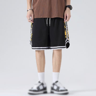 Pantaloni scurți în stil american pentru bărbați 2023, la modă, cu stele cu imprimeu, cu șnur, pantaloni scurți pentru bărbați de mărime mare