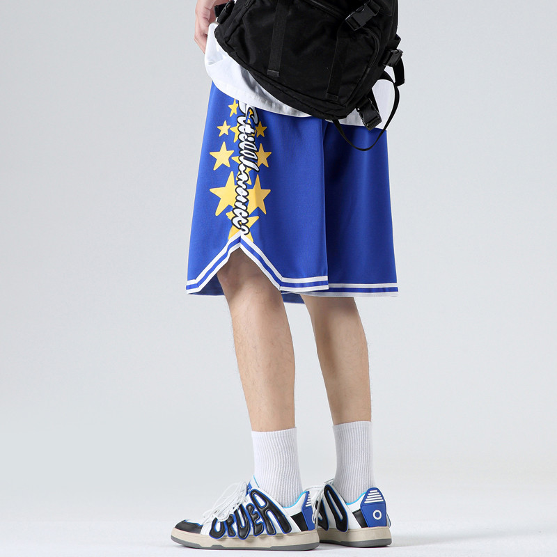 Pantaloni scurți în stil american pentru bărbați 2023, la modă, cu stele cu imprimeu, cu șnur, pantaloni scurți pentru bărbați de mărime mare
