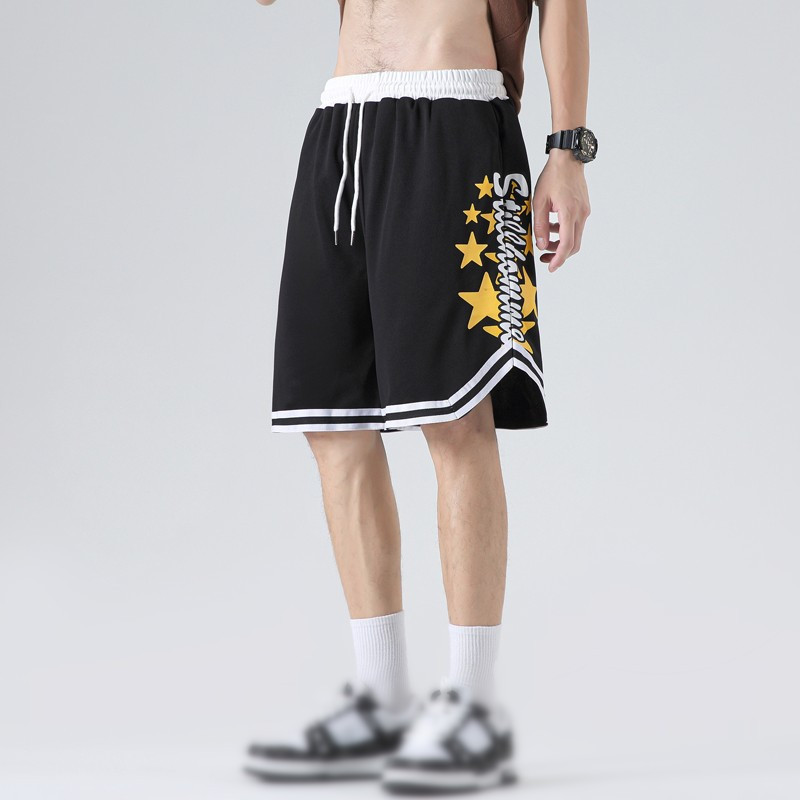 Pantaloni scurți în stil american pentru bărbați 2023, la modă, cu stele cu imprimeu, cu șnur, pantaloni scurți pentru bărbați de mărime mare
