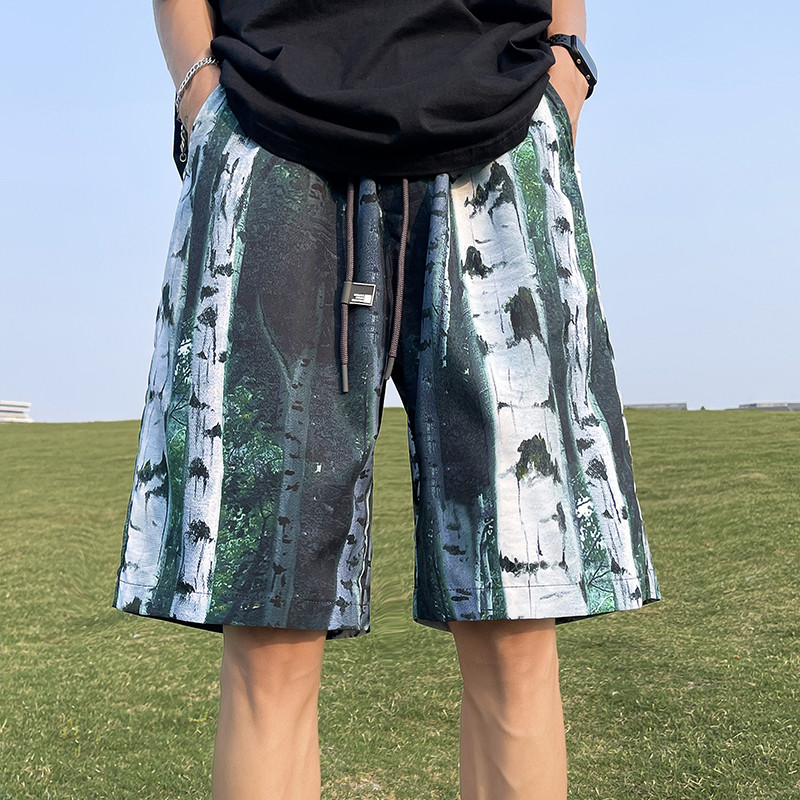 Vasaras āra lielizmēra šorti vīriešiem, moderni, brīvi piecu punktu bikses High Street ikdienišķas, taisnas bikses Hip Hop vīriešu koferi