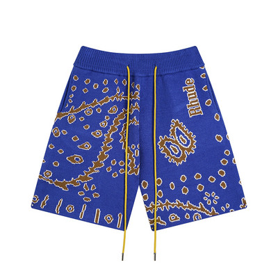 RHUDE 2023 kiváló minőségű férfi női pamut nyomtatás kültéri túlméretes húzózsinór rugalmas nyakkendő Beach szabadidős, légáteresztő rövidnadrág