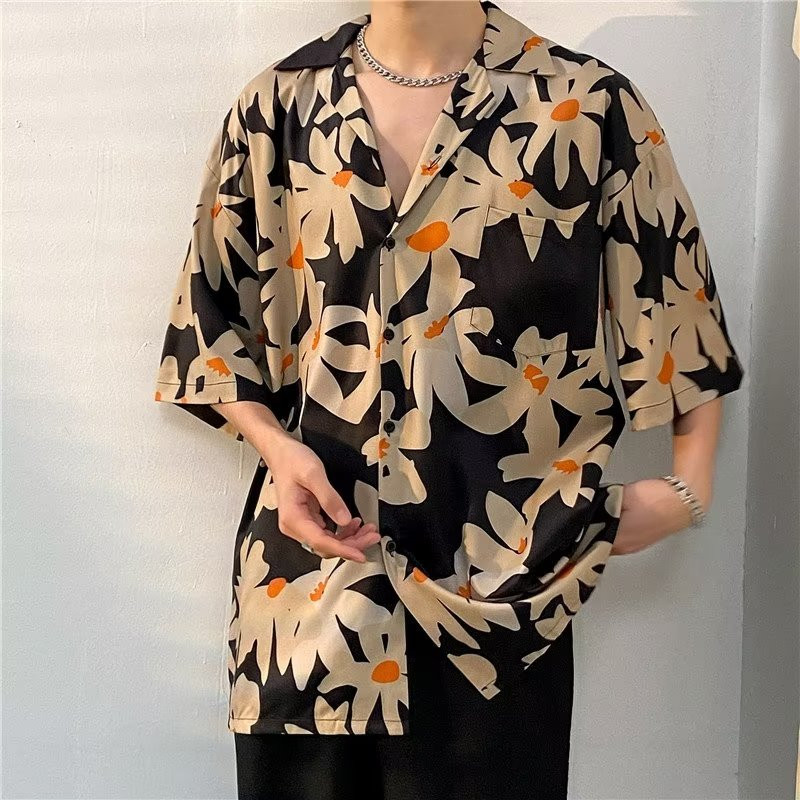 Streetwear κοντό μανίκι Χαβάης Ανδρικό πουκάμισο Καλοκαιρινό Ανδρικό Χαβανέζικο πουκάμισο Casual Tropical Flower Print Beach Aloha Ανδρικό πουκάμισο XXXL