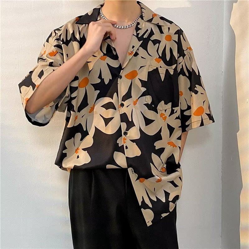 Streetwear κοντό μανίκι Χαβάης Ανδρικό πουκάμισο Καλοκαιρινό Ανδρικό Χαβανέζικο πουκάμισο Casual Tropical Flower Print Beach Aloha Ανδρικό πουκάμισο XXXL