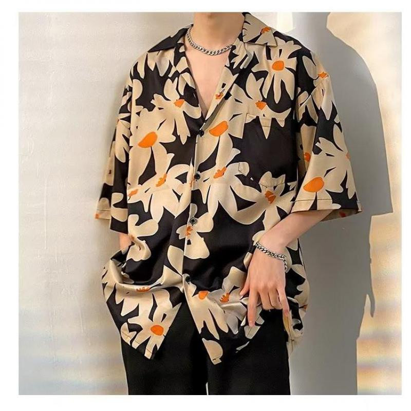 Streetwear κοντό μανίκι Χαβάης Ανδρικό πουκάμισο Καλοκαιρινό Ανδρικό Χαβανέζικο πουκάμισο Casual Tropical Flower Print Beach Aloha Ανδρικό πουκάμισο XXXL