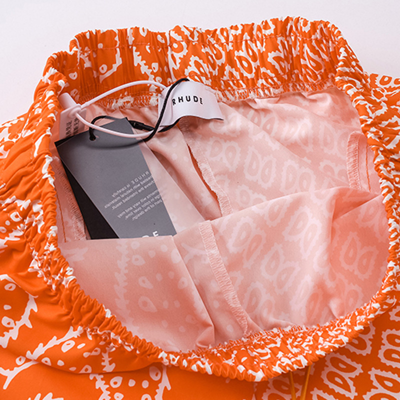 RHUDE Printing Jauns augstas kvalitātes ultrathin vīriešu sieviešu pludmales šorti elpojošs melns salaidums krāsaina aukliņa elastīga kaklasaite liela izmēra