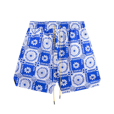 Παντελόνι εκτύπωσης RHUDE Lattice Λευκό μαύρο ύφασμα από διχτυωτό ύφασμα από πολυεστερικές ίνες υψηλής ποιότητας Νέα ανδρικά γυναικεία σορτς κορδονιών ελαστικότητας