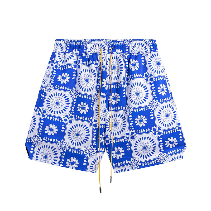 Παντελόνι εκτύπωσης RHUDE Lattice Λευκό μαύρο ύφασμα από διχτυωτό ύφασμα από πολυεστερικές ίνες υψηλής ποιότητας Νέα ανδρικά γυναικεία σορτς κορδονιών ελαστικότητας