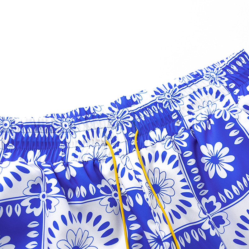 Παντελόνι εκτύπωσης RHUDE Lattice Λευκό μαύρο ύφασμα από διχτυωτό ύφασμα από πολυεστερικές ίνες υψηλής ποιότητας Νέα ανδρικά γυναικεία σορτς κορδονιών ελαστικότητας