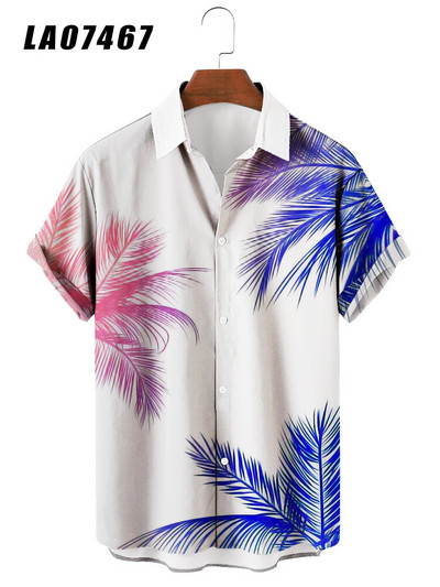 Ανδρικό και γυναικείο casual κοντομάνικο πουκάμισο, Χαβάης μεγάλου μεγέθους πουκάμισο με 3D ψηφιακή εκτύπωση, vintage ρούχα δρόμου το 2023