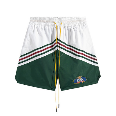 RHUDE Jaunas krāsas izšuvumi Vīriešu sieviešu augstas kvalitātes melnas bikses poliestera šķiedras sieta audums Hawaii pludmales šorti 1:1 lielizmēra