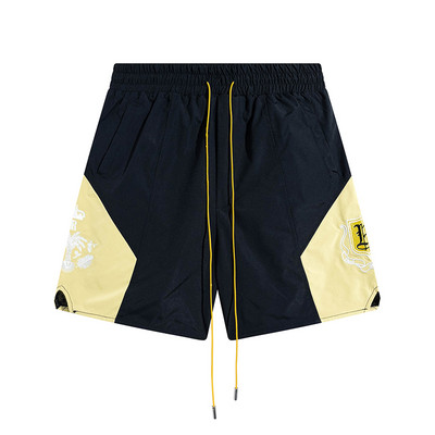 RHUDE Jaunas krāsas izšuvumi Vīriešu sieviešu augstas kvalitātes melnas bikses poliestera šķiedras sieta audums Hawaii pludmales šorti 1:1 lielizmēra