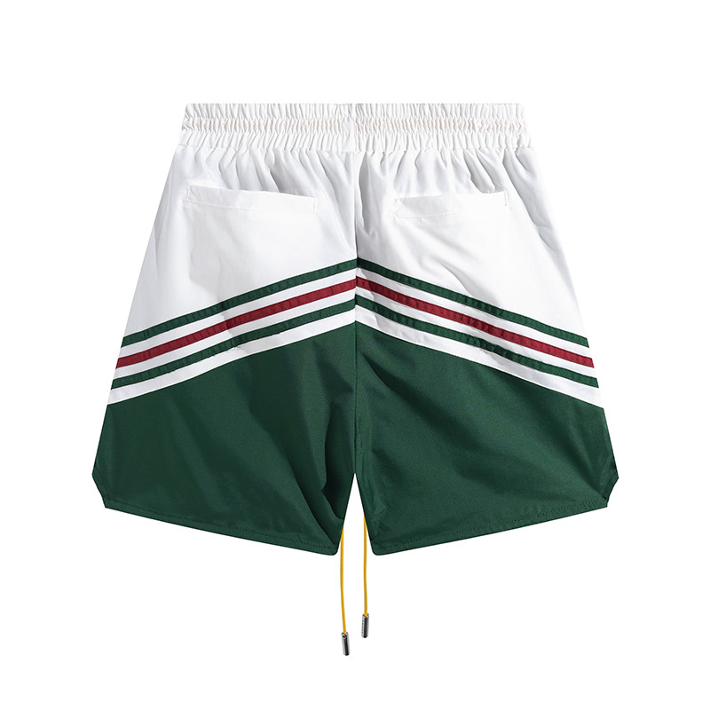 RHUDE Jaunas krāsas izšuvumi Vīriešu sieviešu augstas kvalitātes melnas bikses poliestera šķiedras sieta audums Hawaii pludmales šorti 1:1 lielizmēra