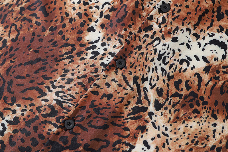 Leopard Full Printed Street Fashion Ανδρικά πουκάμισα Summer Button Down Beach Shirts Ανδρικό τοπ
