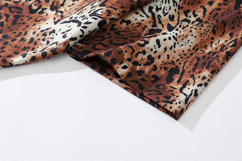 Leopard Full Printed Street Fashion Ανδρικά πουκάμισα Summer Button Down Beach Shirts Ανδρικό τοπ