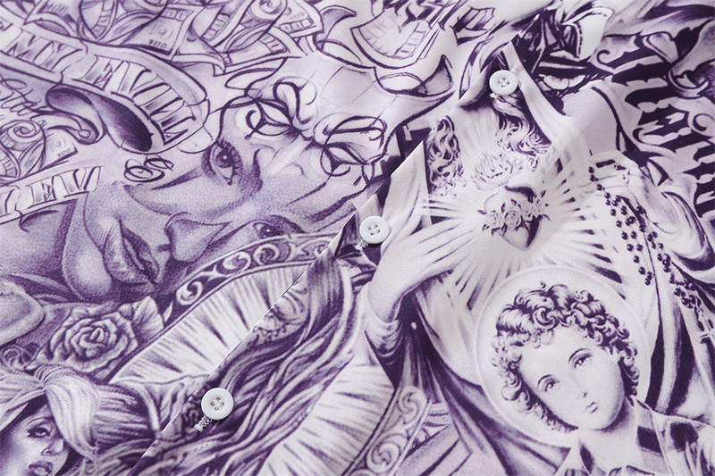 Σκούρο εικονίδιο Full printed Oversized Ανδρικά πουκάμισα με κουμπιά vintage ανδρικά πουκάμισα καλοκαιρινή μπλούζα