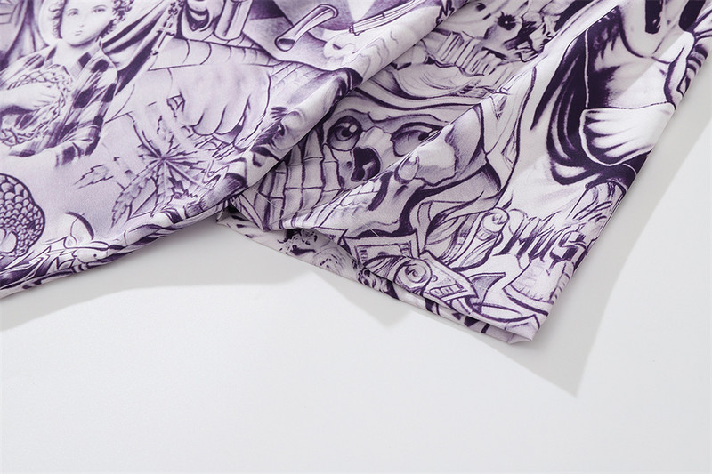 Σκούρο εικονίδιο Full printed Oversized Ανδρικά πουκάμισα με κουμπιά vintage ανδρικά πουκάμισα καλοκαιρινή μπλούζα