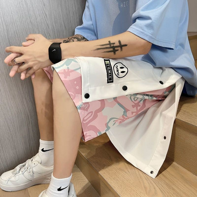 Jauni šorti In Homme Summer 2023 Vīriešu ikdienas sporta šorti korejiešu sporta šorti Masculino vīriešu kravas un panku šorti, brīvi šorti