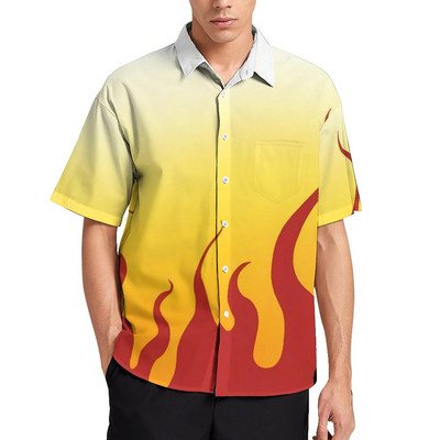 Shinobu Kochou Butterfly ikdienas krekls Kimetsu No Yaiba Anime Demon Slayer Beach brīvs krekls Havaju Retro blūzes Lielizmēra Tops