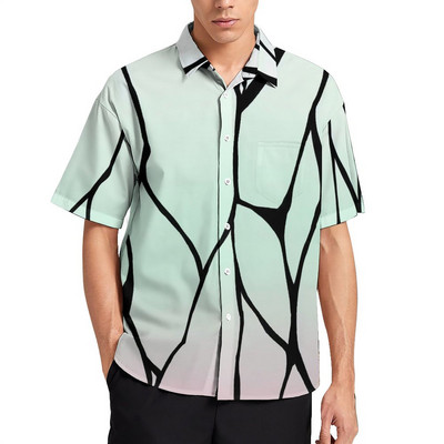 Shinobu Kochou Butterfly ikdienas krekls Kimetsu No Yaiba Anime Demon Slayer Beach brīvs krekls Havaju Retro blūzes Lielizmēra Tops