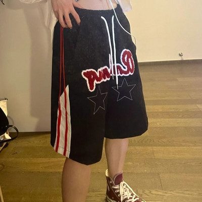 Pantaloni scurți americani de baschet de pe strada pentru bărbați, broderii de modă, pantaloni scurți pentru bărbați, pentru femei, pantaloni scurți sport casual de vară, pentru femei