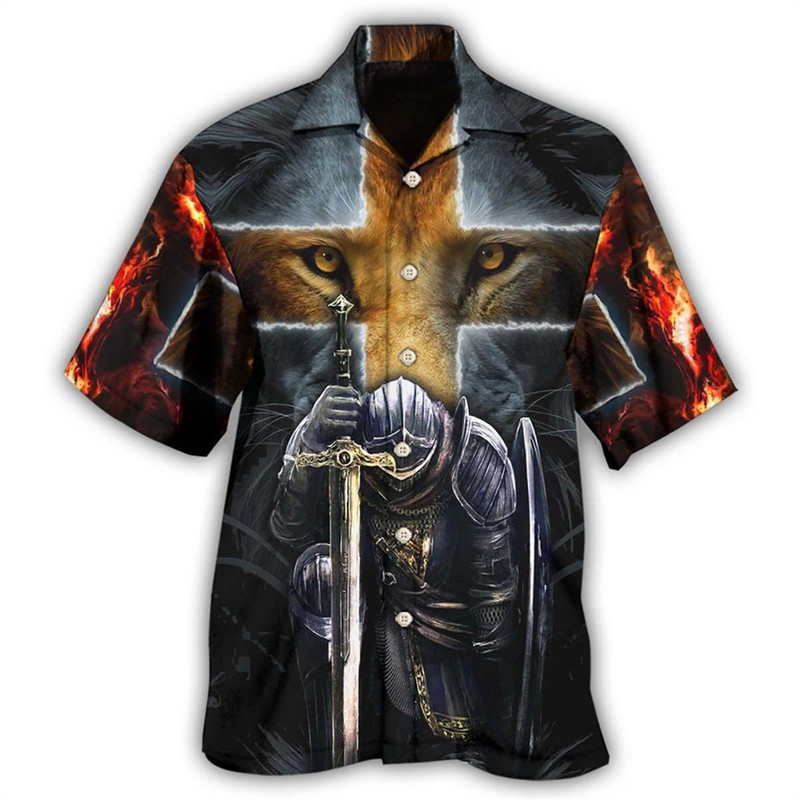 Pánske tričko s krátkym rukávom Viking High Street z roku 2023 s kubánskym golierom a 3D potlačou, letné vintage oblečenie