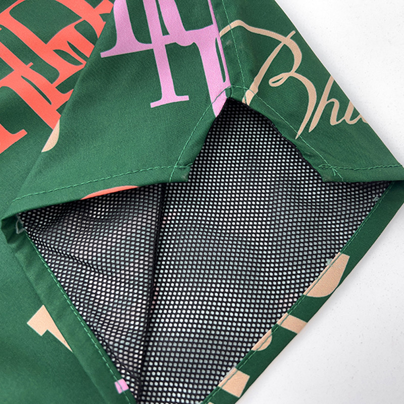 RHUDE Πολυεστερικές ίνες Διχτυωτό ύφασμα Hip Hop Έγχρωμη εκτύπωση Παντελόνι Πράσινο Βερίκοκο Μαύρο 2023 Νέοι Άντρες Γυναικείες Υπερμεγέθη 1:1 Μαύρο σορτς