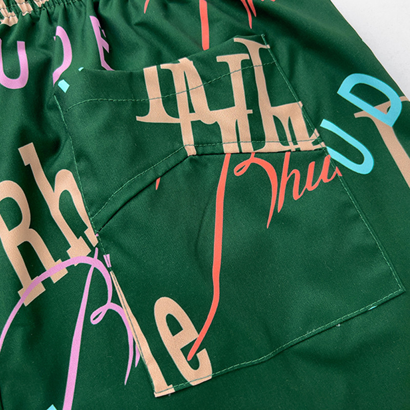 RHUDE Πολυεστερικές ίνες Διχτυωτό ύφασμα Hip Hop Έγχρωμη εκτύπωση Παντελόνι Πράσινο Βερίκοκο Μαύρο 2023 Νέοι Άντρες Γυναικείες Υπερμεγέθη 1:1 Μαύρο σορτς