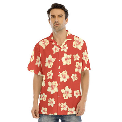 Νέα χαβανέζικα ανδρικά πουκάμισα λουλούδια τύπωμα καλοκαιρινά περιστασιακά κόκκινα πουκάμισα διακοπές κοντομάνικα για άνδρες και γυναίκες