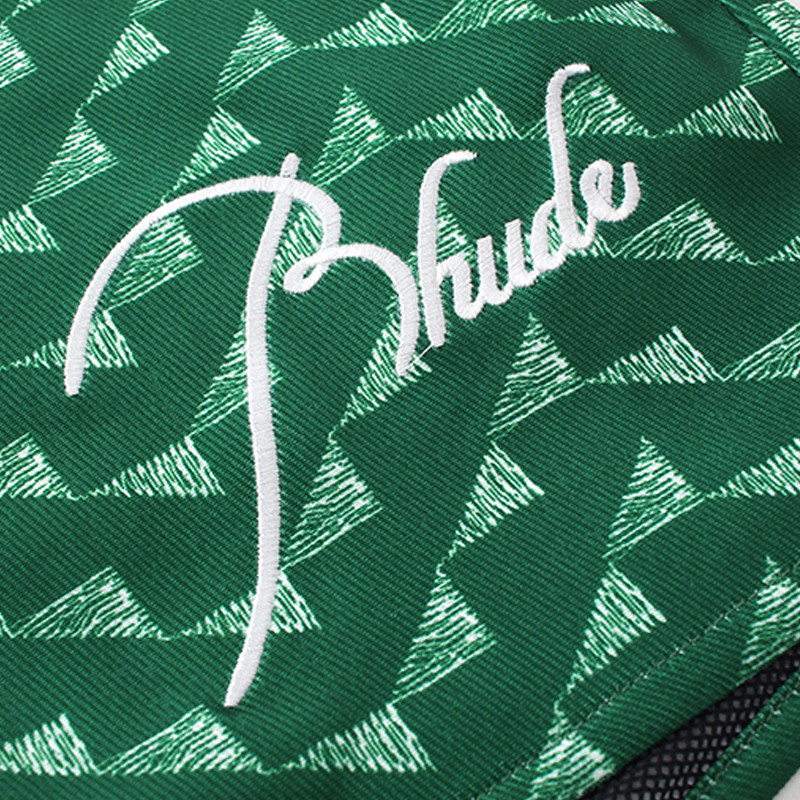 RHUDE 2023 új, kiváló minőségű férfi női 1:1 hímzésű poliészter hálós szövet, nagyméretű, légáteresztő homokos tengerparti szabadidős rövidnadrág