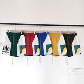 RHUDE 2023 Πολυεστερικές ίνες με ύφασμα εκτύπωσης υψηλής ποιότητας υπερμεγέθη Ανδρικά γυναικεία σορτς παραλίας Splice Color Αναπνέον κορδόνι