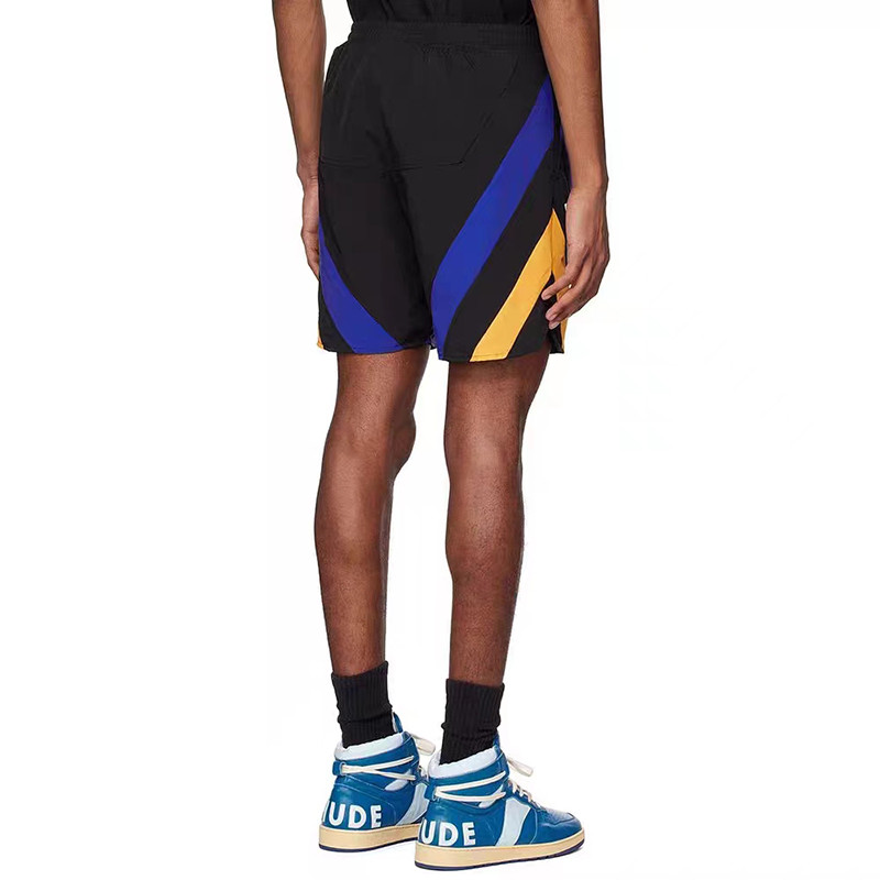 RHUDE Sosire Fibră de poliester plasă țesătură pantaloni negri imprimare de înaltă calitate bărbați femei 1:1 pantaloni scurți supradimensionați, respirabili, Hawaii