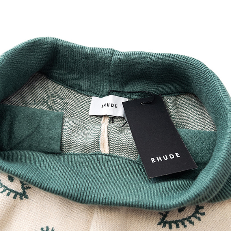 RHUDE Atvykimas Medvilninės žalios juostelės sujungiamos kelnės Abrikoso mėlyna juoda Aukštos kokybės Havajų vyrų moteriškos raištelės laisvi, dideli šortai