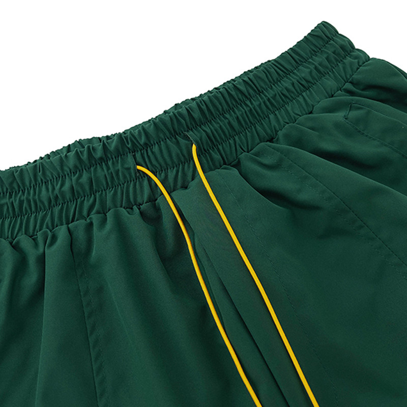 RHUDE Poliesterska mrežasta tkanina Bijeli vezeni bedž Spoj žuto crvene hlače Prevelike nove muške ženske elastične kratke hlače s uzicom