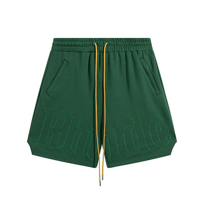 RHUDE 2023 βαμβακερό μαύρο παντελόνι τύπωμα υψηλής ποιότητας ανδρικό γυναικείο σορτς με κορδόνι με κορδόνια 1:1 Oversize Sandy Beach Loose Fashion Elasticity