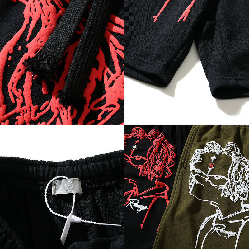 Vīriešu ikdienas šorti Vasaras Hip Hop Print Short Sports Elpojošas Trend Īsas Bikses Harajuku Brīvi Streetwear Elastīgi vidukļa šorti