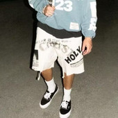 Amerikāņu retro stila šorti vīriešiem Vasaras sports gadījuma vīriešu basketbola sporta zāles šorti Ielu apģērbi Daudzpusīgi grafiti šorti Baggy