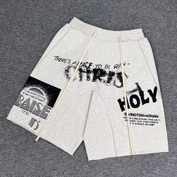 Американски къси панталони в ретро стил за мъже Летни спортни ежедневни мъжки шорти Баскетбол Фитнес шорти Улично облекло Универсални шорти с графити, широки