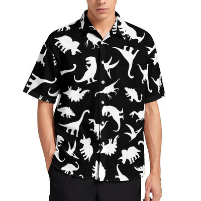 Derpy Dinosaurs Hawaii krekls karikatūra Cute Dinosaur Raptor ikdienas krekli Vīriešu ielas stila blūzes vasaras īsām piedurknēm
