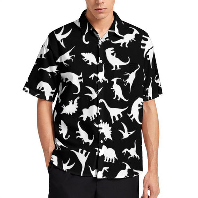 Derpy Dinosaurs Hawaii krekls karikatūra Cute Dinosaur Raptor ikdienas krekli Vīriešu ielas stila blūzes vasaras īsām piedurknēm