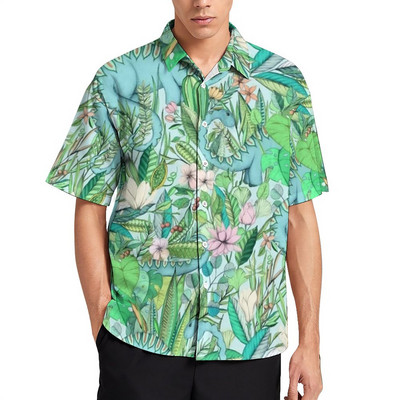 Derpy Dinosaurs Hawaii krekls karikatūra Cute Dinosaur Raptor ikdienas krekli Vīriešu ielas stila blūzes vasaras īsām piedurknēm