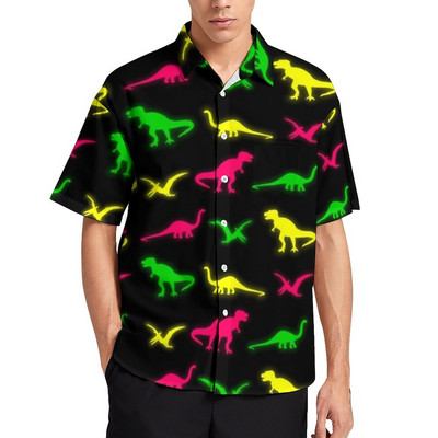 Derpy Dinosaurs Hawaii krekls karikatūra Cute Dinosaur Raptor ikdienas krekli Vīriešu ielas stila blūzes vasaras īsām piedurknēm
