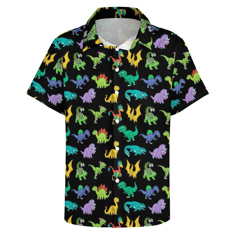 Derpy Dinosaurs Hawaii krekls karikatūra Cute Dinosaur Raptor ikdienas krekli Vīriešu ielas stila blūzes vasaras īsām piedurknēm