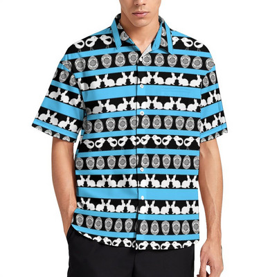 Funny Chicken Print atvaļinājuma krekls Vīriešu Hen On Nest Egg Ikdienas krekli Blūzes ar īsām piedurknēm Vintage Oversize