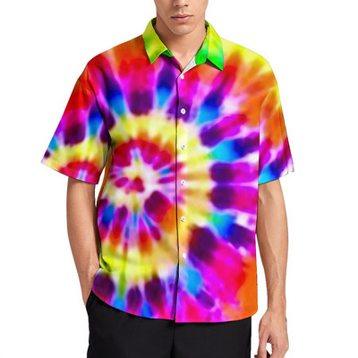 Bling Me Up Rainbow brīvdienu krekls Vīriešu svītraini popmākslas mirdzoši ikdienas krekli Havajiešu grafiskas blūzes ar īsām piedurknēm lielizmēra augšdaļa