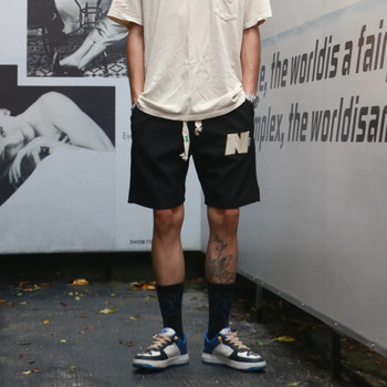 Американски улични бродирани къси панталони за мъже Модни спортни къси шорти с щампа на букви за жени Летни ежедневни свободни баскетболни къси панталони