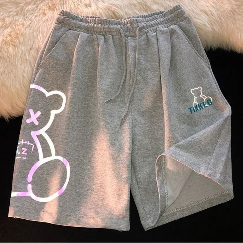Pantaloni scurți reflectorizați Little Bear pentru bărbați Pantaloni scurți de sport ocazional pentru bărbați Pantaloni scurți la modă coreeană pentru bărbați Pantaloni scurți sport cargo pentru bărbați