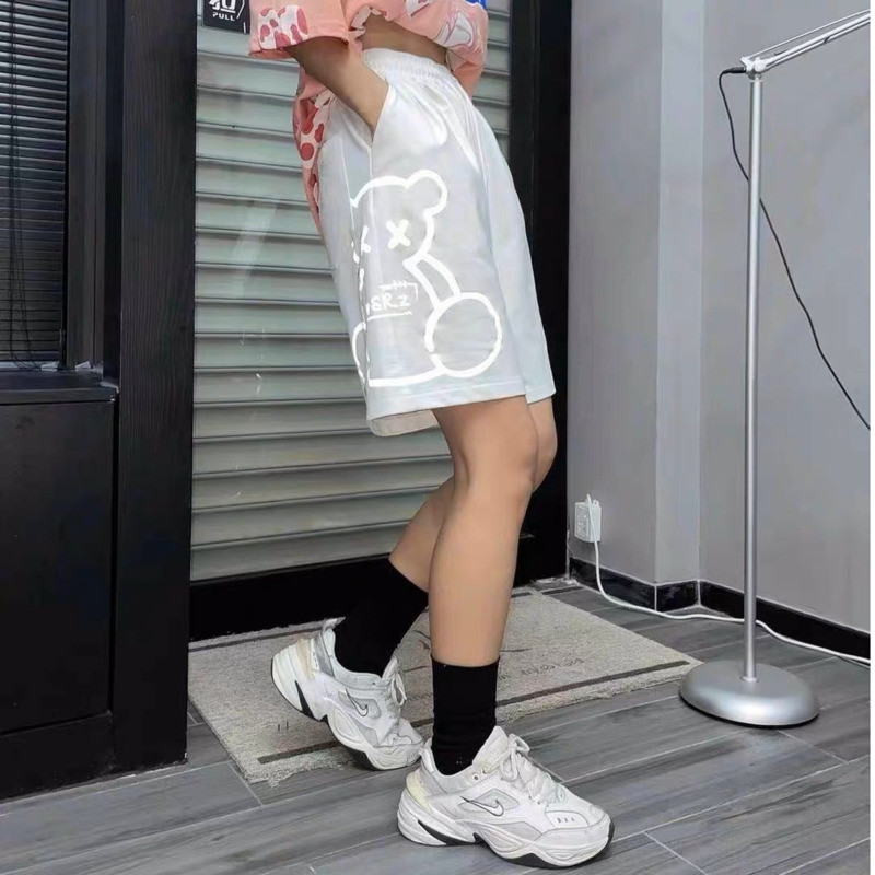 Pantaloni scurți reflectorizați Little Bear pentru bărbați Pantaloni scurți de sport ocazional pentru bărbați Pantaloni scurți la modă coreeană pentru bărbați Pantaloni scurți sport cargo pentru bărbați